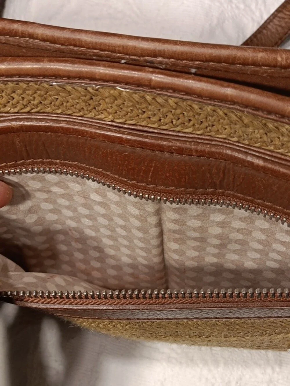 Brighton Tan Leather-Trim Woven Straw Crossbody